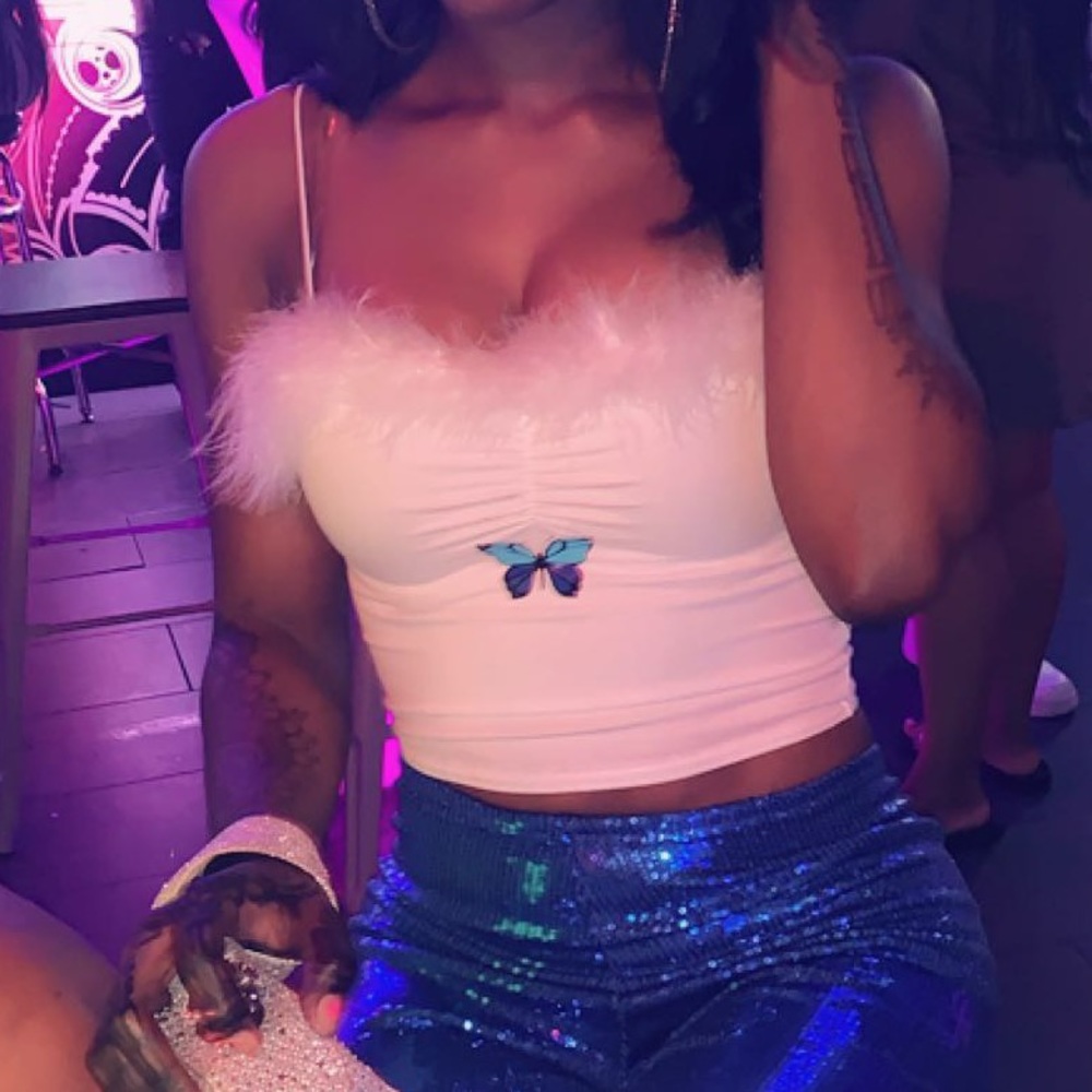 White Brandy inspired fur butterfly top
